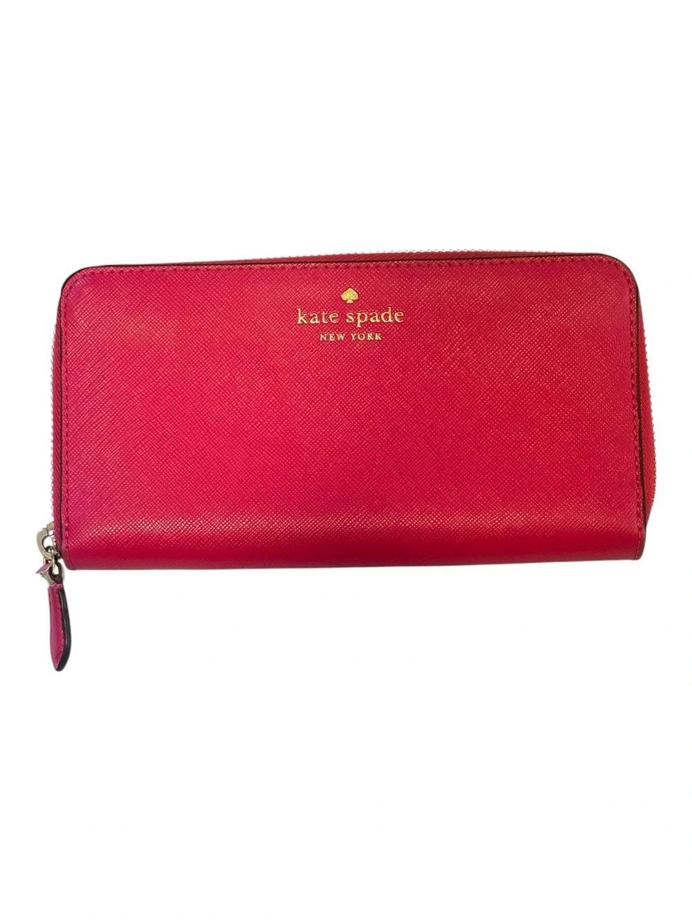 kate spade Pink Ruby Saffiano Zip-Around Wallet - like new